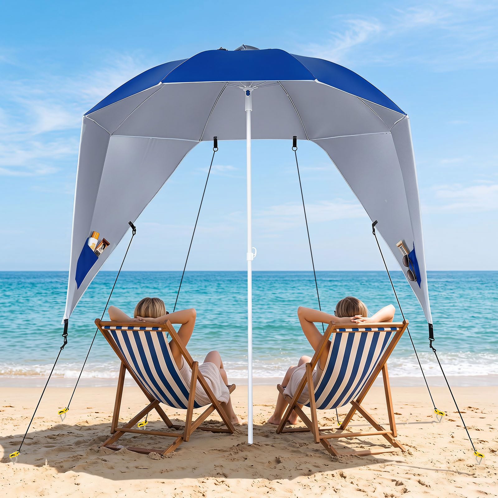 Tangkula 6.5 FT 2-In-1 Beach Umbrella with Shade for Sand | Beach Tent